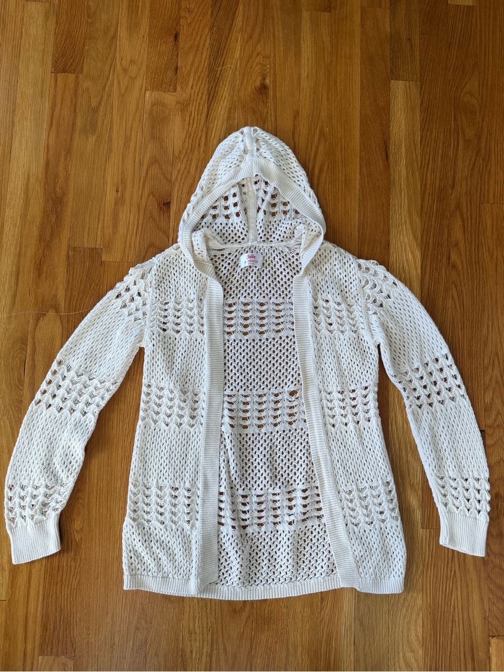 Justice White Crochet Hooded Sweater